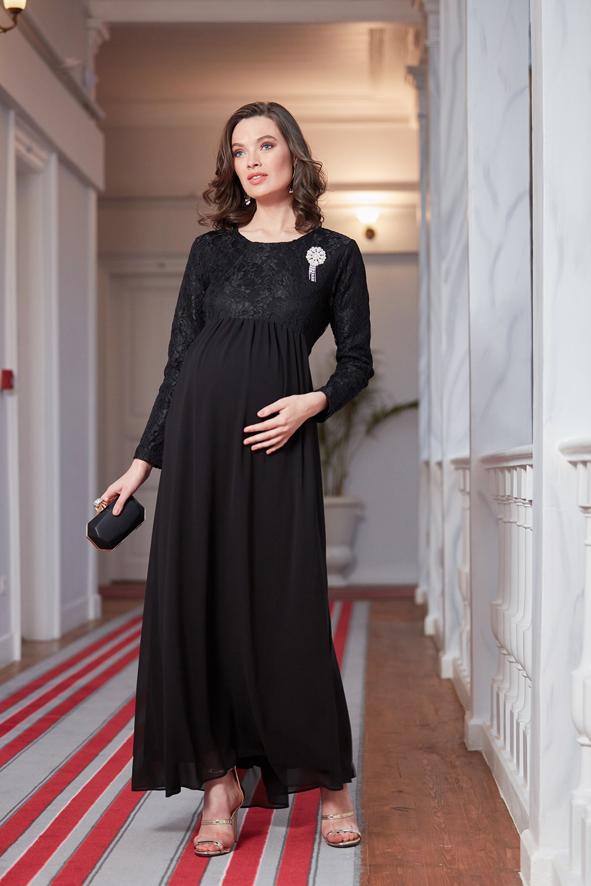 Güzel ölçek faşizm  Gör&Sin Baby Shower Hamile Şifon Dantel Elbise Siyah