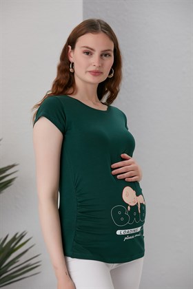 Gör&Sin Baby Loading Baskılı Kısa Kollu Hamile Ördekbaşı Tişört