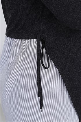 Gör&Sin Bağcık Detaylı Hamile Siyah Tunik	