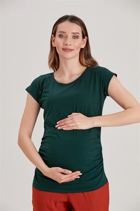 Gör&Sin Basic Hamile Yeşil Tişört