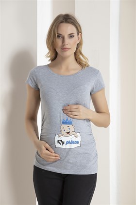 Gör&Sin Gri Prenses Bebek Baskılı Hamile Tişörtü
