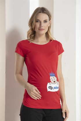 Gör&Sin Kırmızı Prenses Bebek Baskılı Hamile Tişörtü