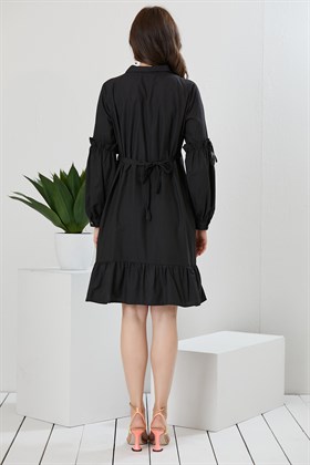 Gör&Sin Kol Detaylı Hamile Siyah Elbise