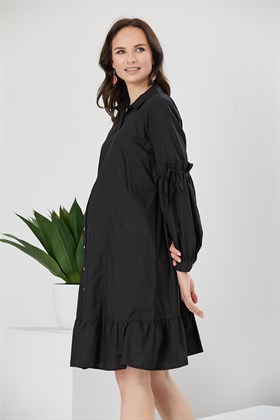 Gör&Sin Kol Detaylı Hamile Siyah Elbise