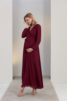 Gör&Sin Kuşak Detaylı Hamile Violet Elbise
