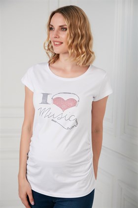 Gör&Sin Love Bakılı Hamile Beyaz Tişört