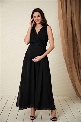 Gör&Sin Siyah Uzun Hamile Elbise